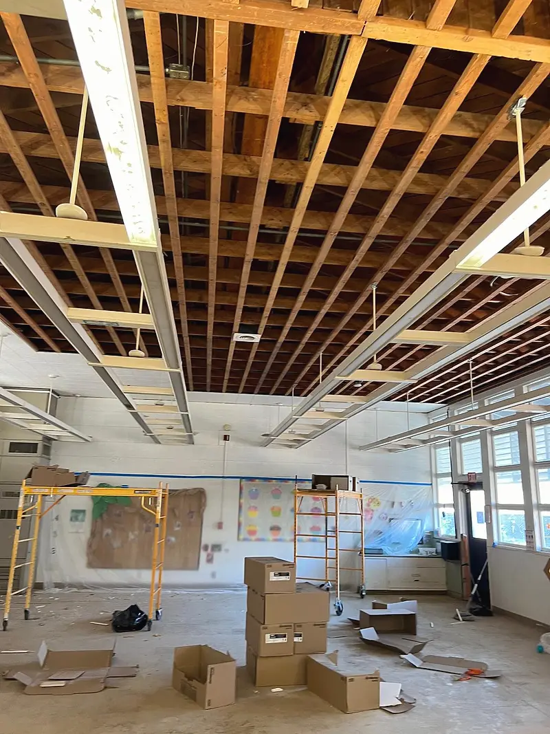 Lindbergh School ceiling replacement — project photograph by Kal Best Contractor