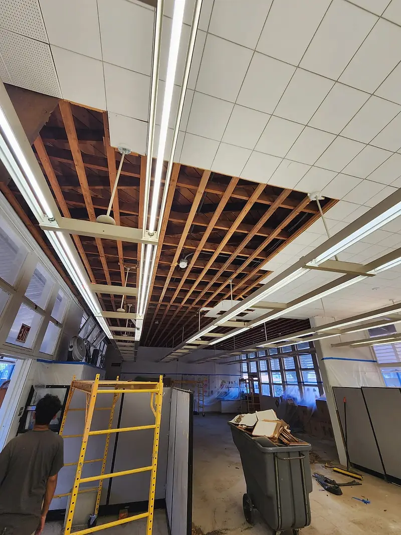 Lindbergh School ceiling replacement — project photograph by Kal Best Contractor