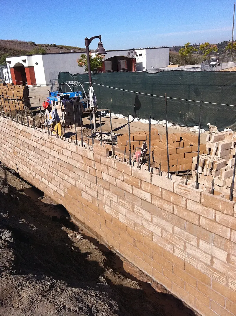 Stadium retaining wall, San Juan Capistrano High School — project photograph by Kal Best Contractor