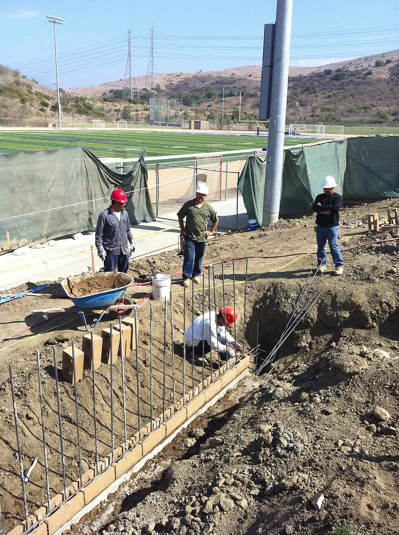 Stadium retaining wall, San Juan Capistrano High School — project photograph by Kal Best Contractor
