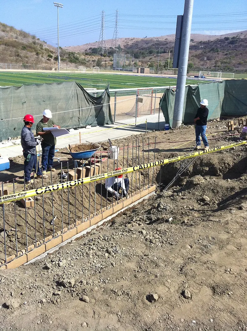Stadium retaining wall, San Juan Capistrano High School — project photograph by Kal Best Contractor