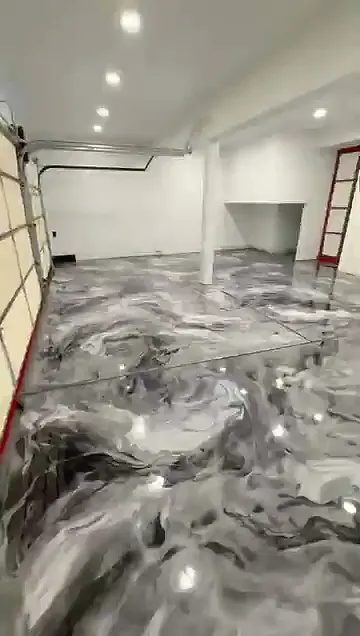Still from a film of a finished epoxy floor coating in a commercial interior